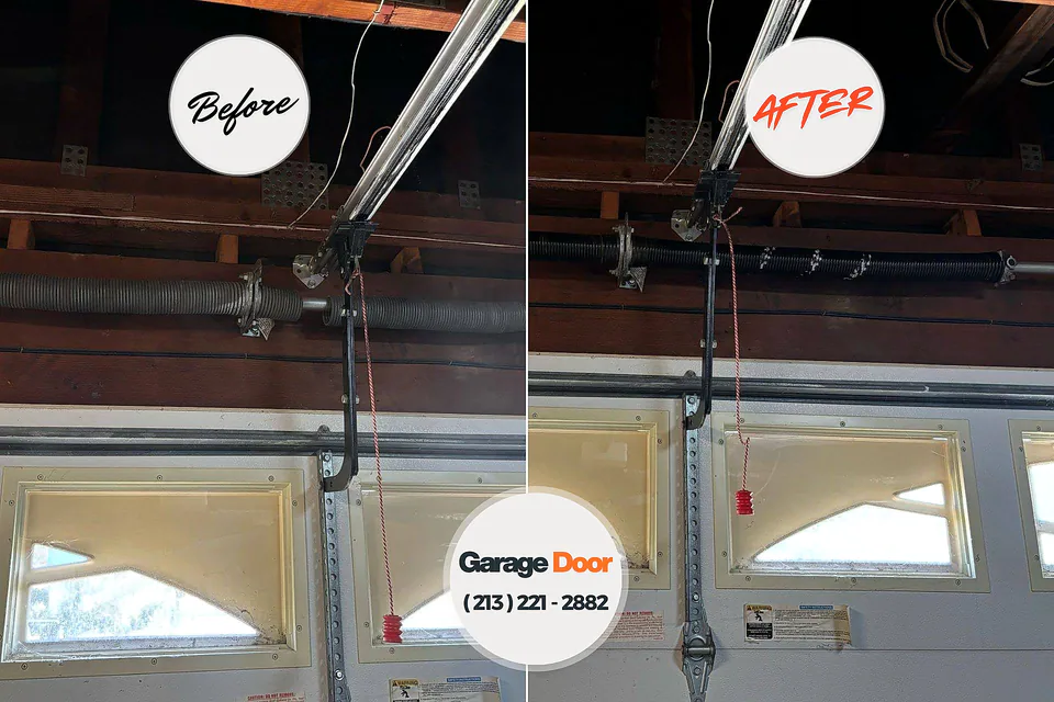Before and after: garage door repair Longbranch, WA